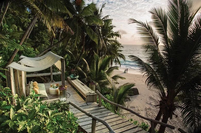 Private deck overlooking the ocean at North Island