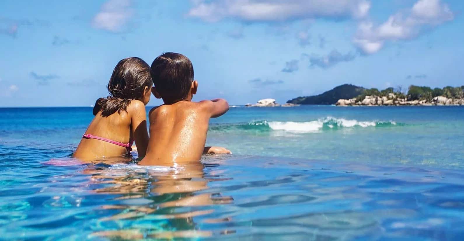 Kids at the main swimming pool