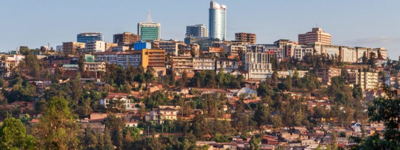 Panoramic view at the city bussiness district of Kigali, Rwanda, African safari accommodation.