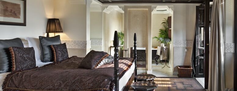 Luxury interior of Villa des Orangers. Best luxury villa with outstanding bedding, design ad interior.