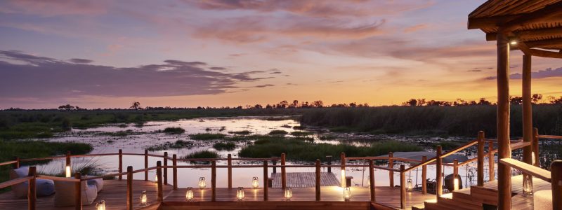 Best view of Botswana picturesque landscape. From Sanctuary Retreats decking area in luxury villa.