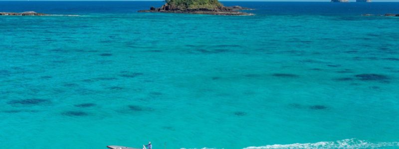 Tsarabanjina Madagascar Luxury African Safari. Speed boat over clear blue waters, luxury experience.