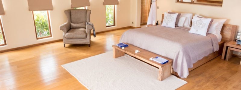 Luxury African White Sands villa bedroom interior, bed, furniture, design and decorations.