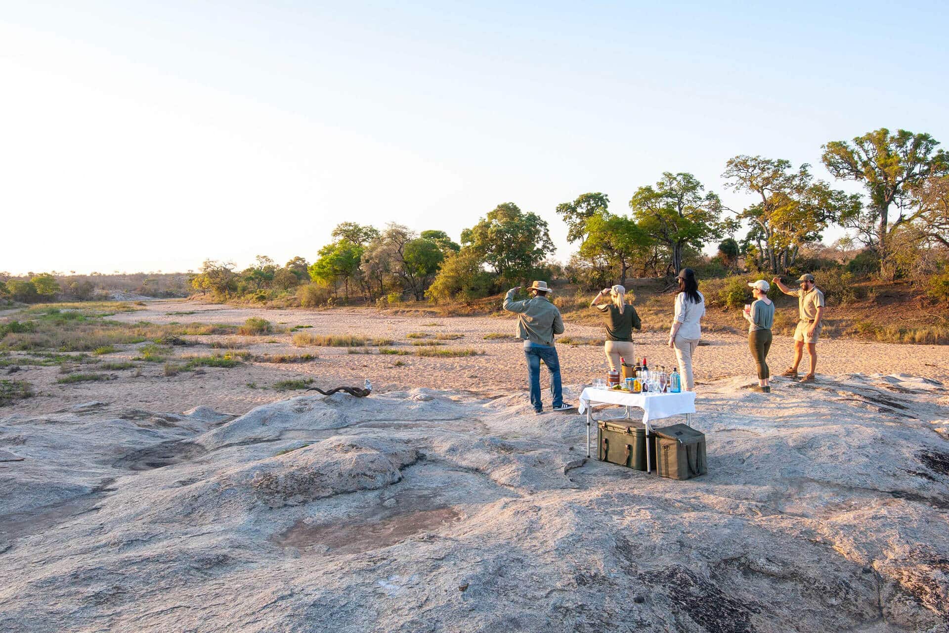 Sunset drinks in the bush at Jock Safari Lodge