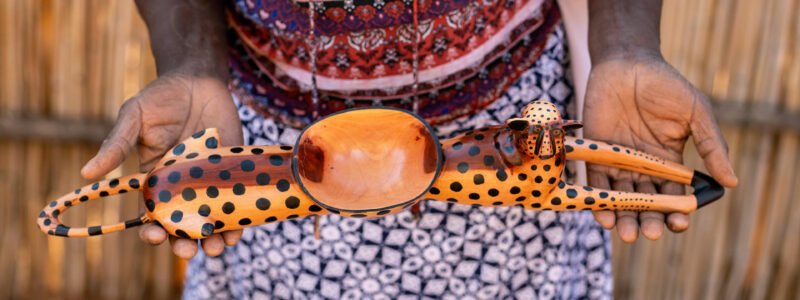 Village traditional wooden sculptures, African village cultural lifestyle.