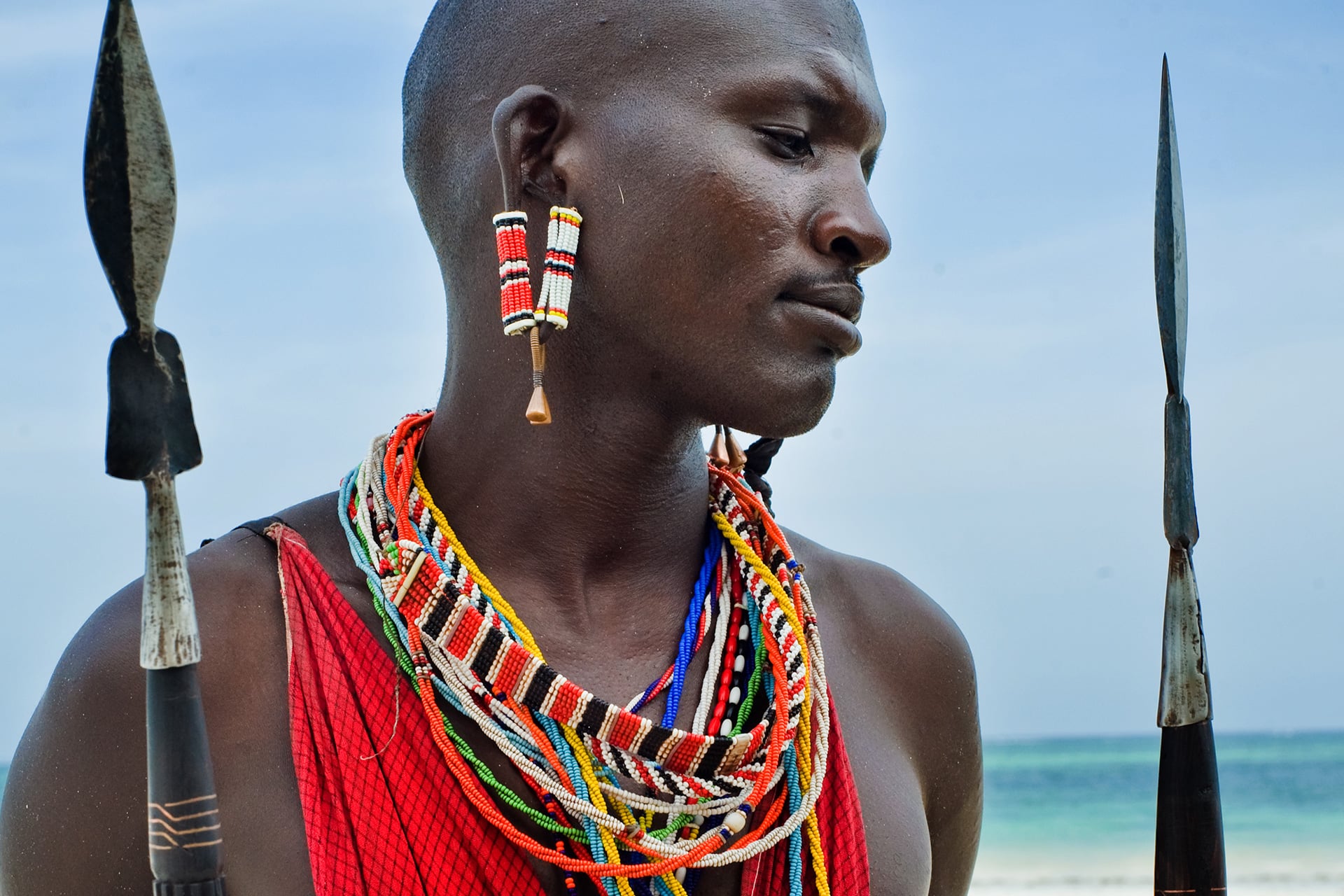 maasai of East Africa on the beaches of Zanzibar