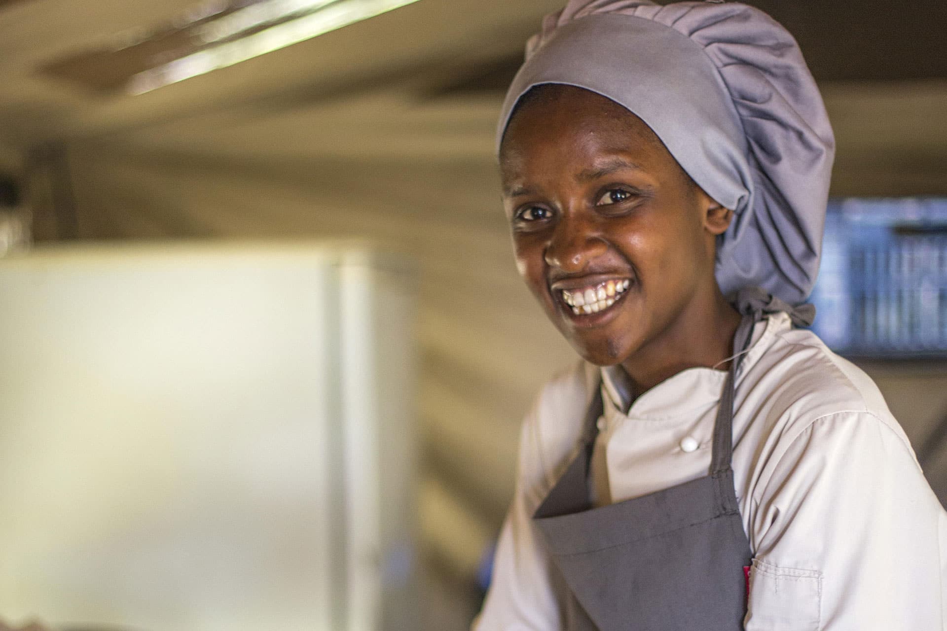 A female chef at Dunia Camp in the Serengeti
