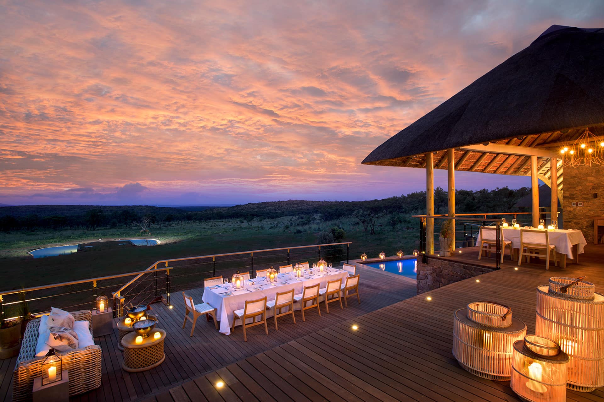 Sunset at Mhondoro Safari Lodge