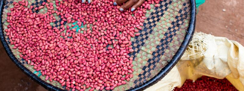 Rwandan Local Market. Local cultural beans and food in bowl. African safari Rwanda.