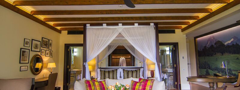 Hemingways Nairobi - luxury villa with master bed, luxury furniture and interior.