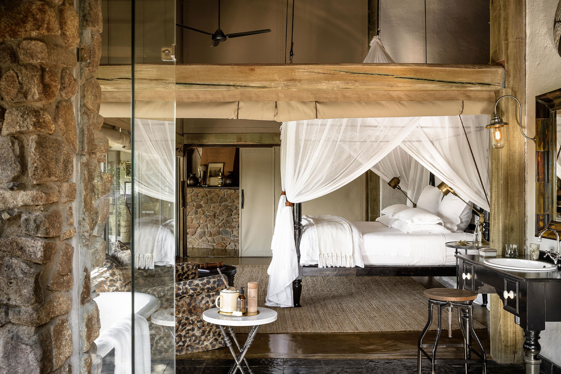 Luxury bedroom interior at Singita Sabi Sands Ebony Lodge
