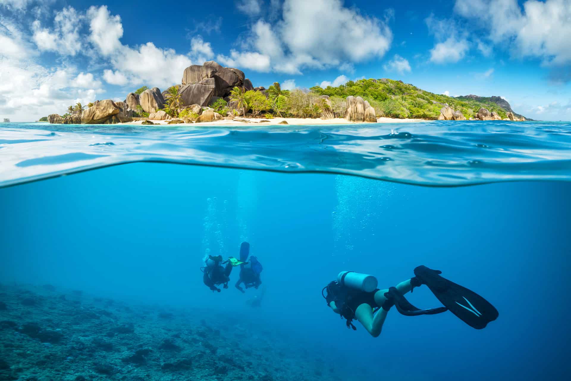 Scuba diving in the Seychelles &ndash; one of the top honeymoon destinations in Africa. 