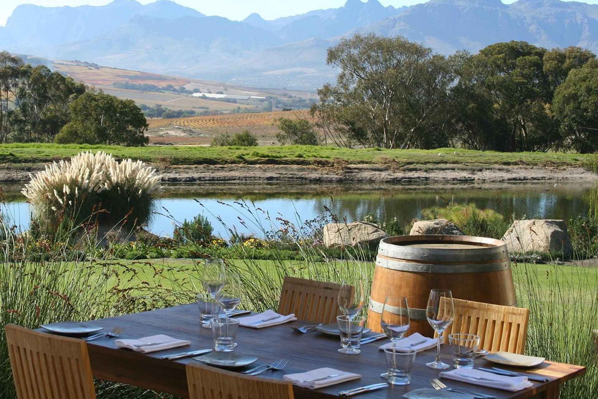 An outdoor table at Jordan Restaurant &ndash; one of the top Cape Winelands restaurants. 