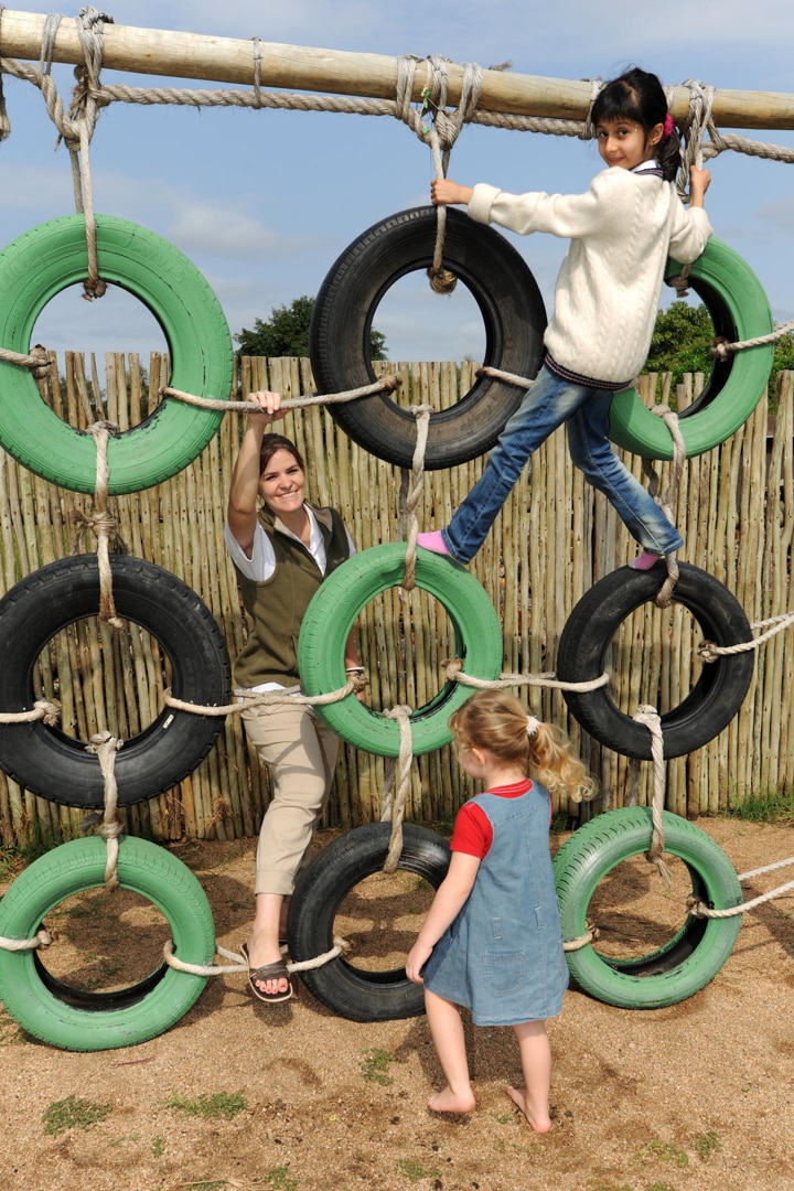 Kids playing on a jungle gym at the EleFun Center at Sabi Sabi Bush Lodge &ndash; one of Southern Africa&rsquo;s best family friendly lodges. 