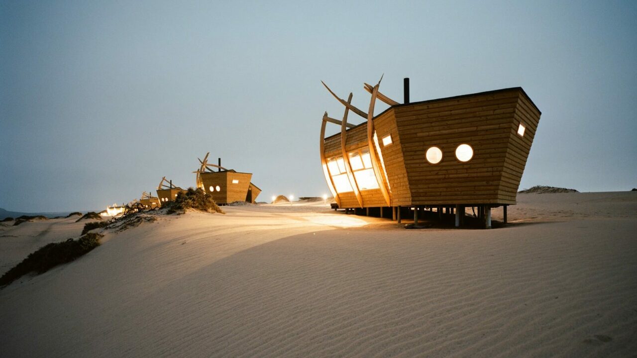 Shipwreck Lodge Safari to Namibia. Overlooking white sands and African skies.