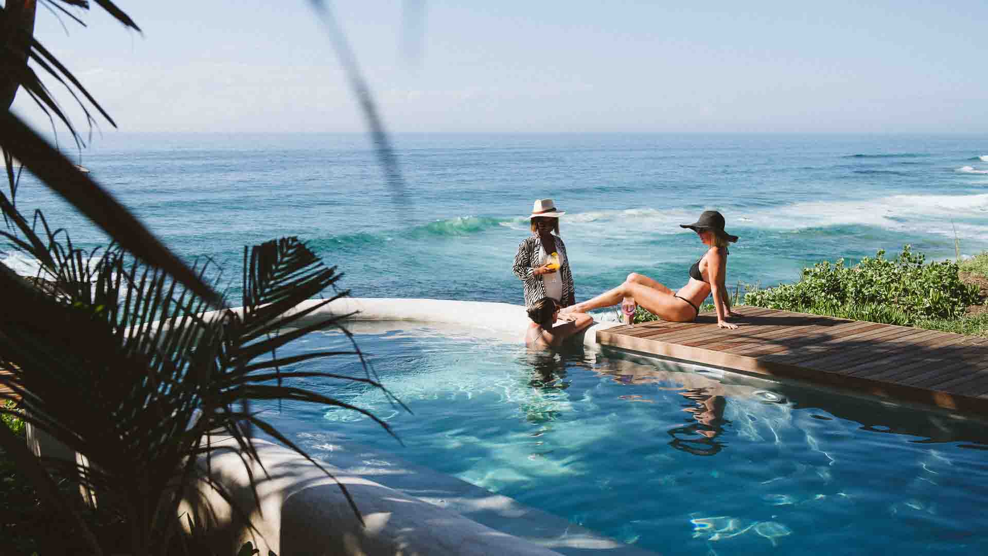 The large pool with views of the Indian Ocean at Sala Beach House – a popular Ballito hotel.