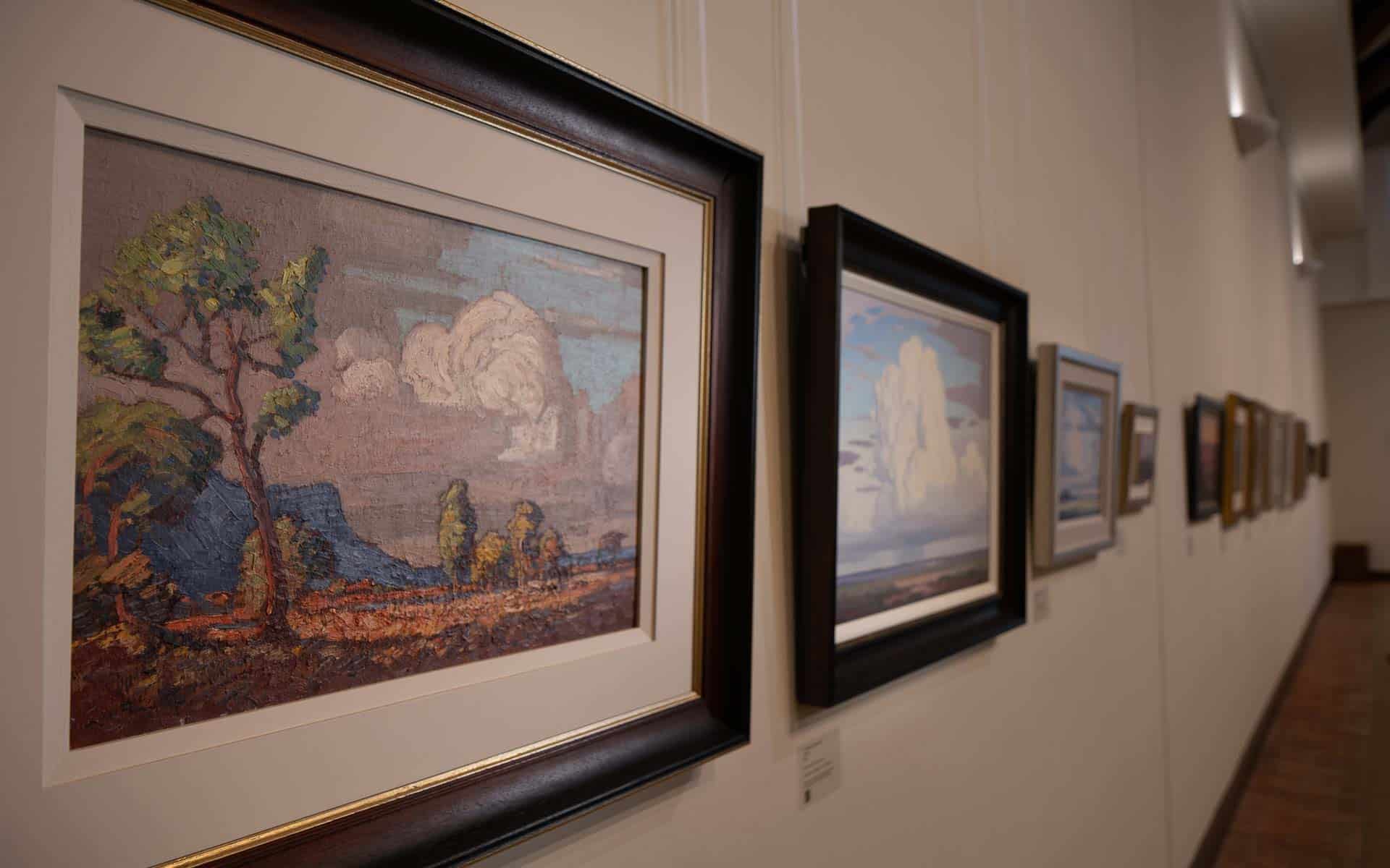 Artworks displayed on the wall by Jacob Hendrik Pierneef at La Motte Museum &ndash; one of the top art galleries in Cape Town. 