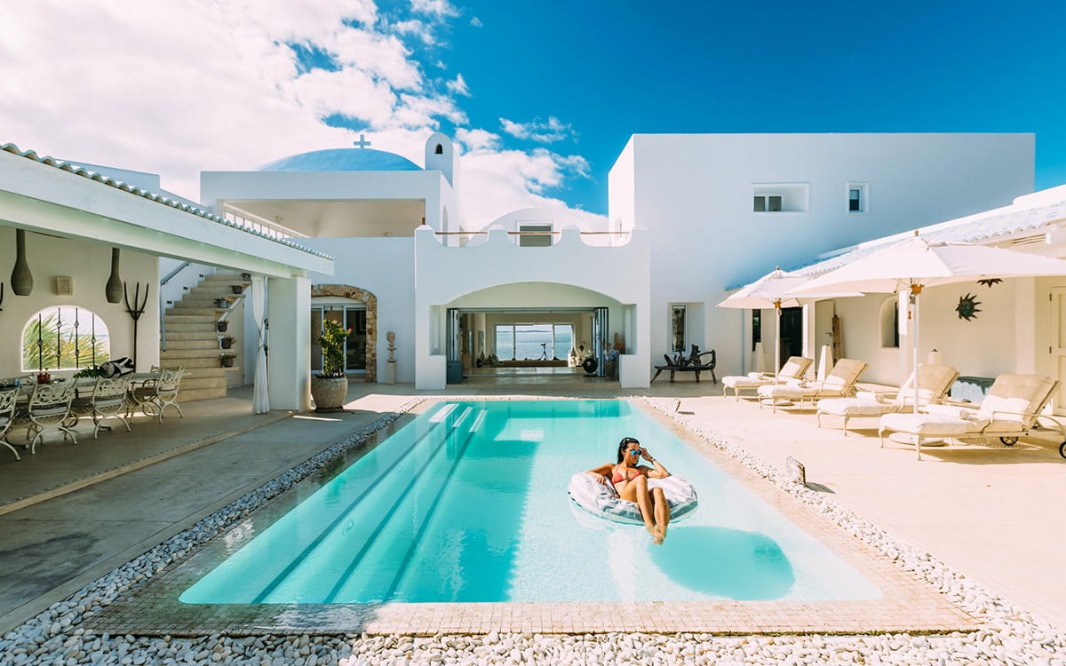 Enjoy Santorini Mozambique&rsquo;s Main Villa pool - one of the top villas in Africa.