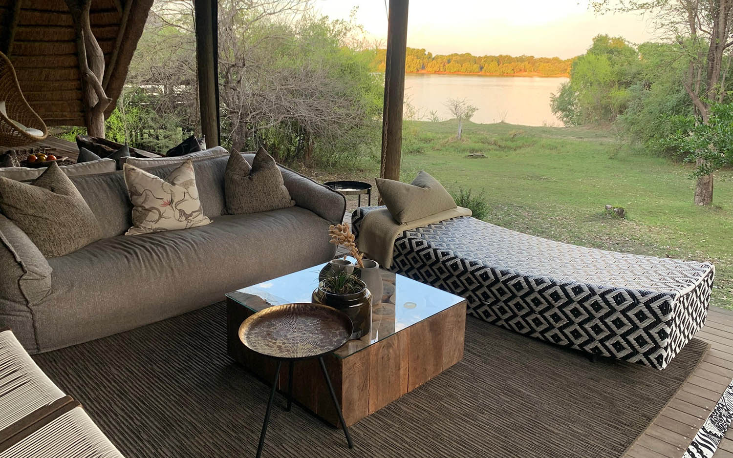 Main lounge of Victoria Falls River Lodge