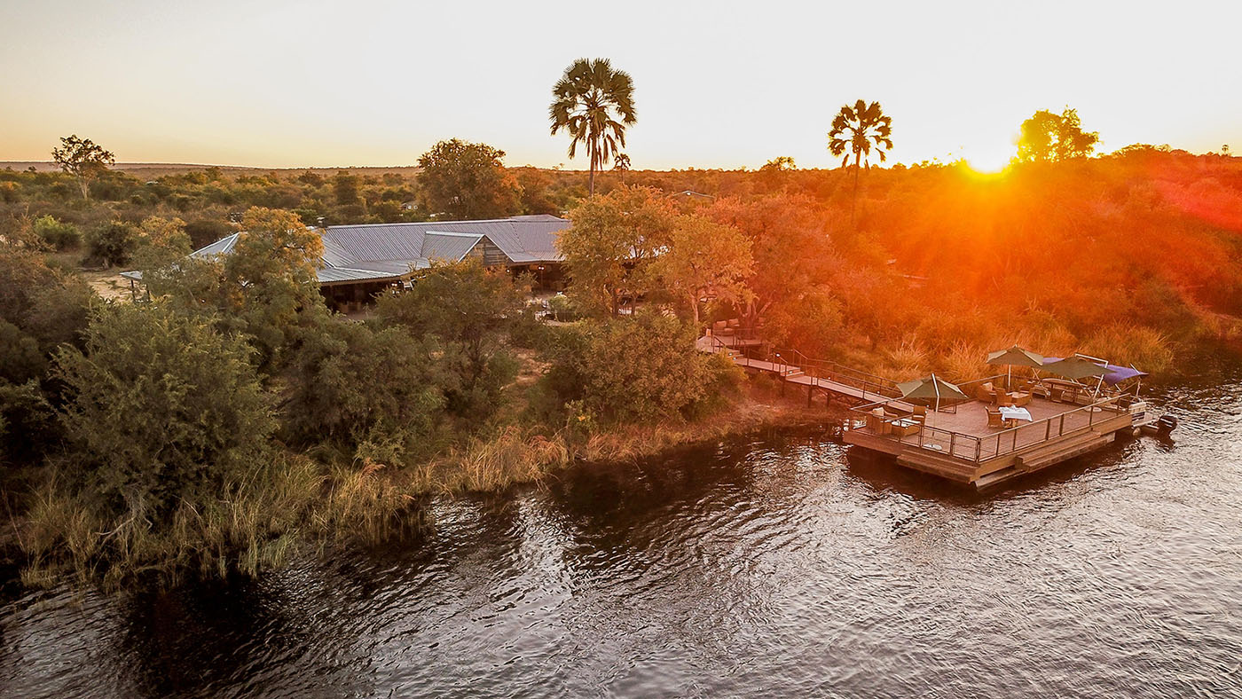 Sunset over the Zambezi River at Old Drift Lodge