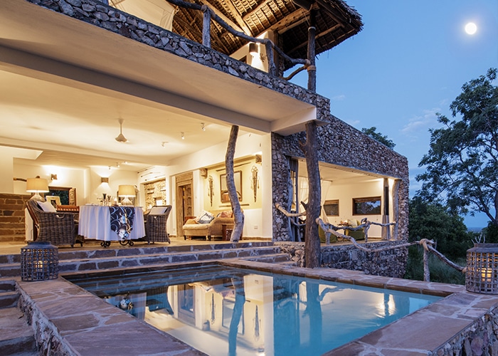 Bailey&rsquo;s Banda at Beho Beho with a swimming pool and deck, one of the lodges in Tanzania with Ker & Downey Africa