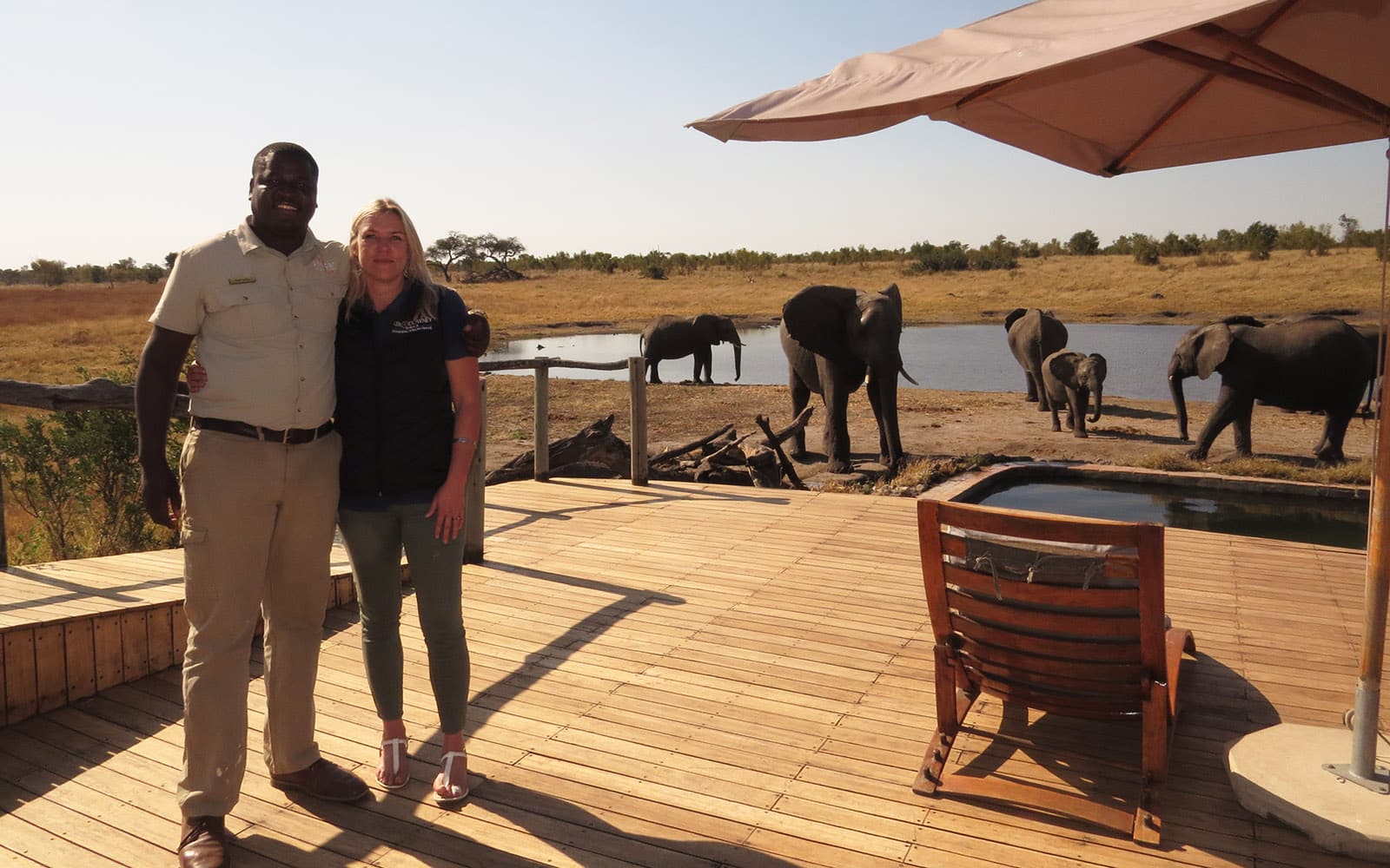 Natasha with the friendly staff at Somalisa Camp with Ker & Downey Africa